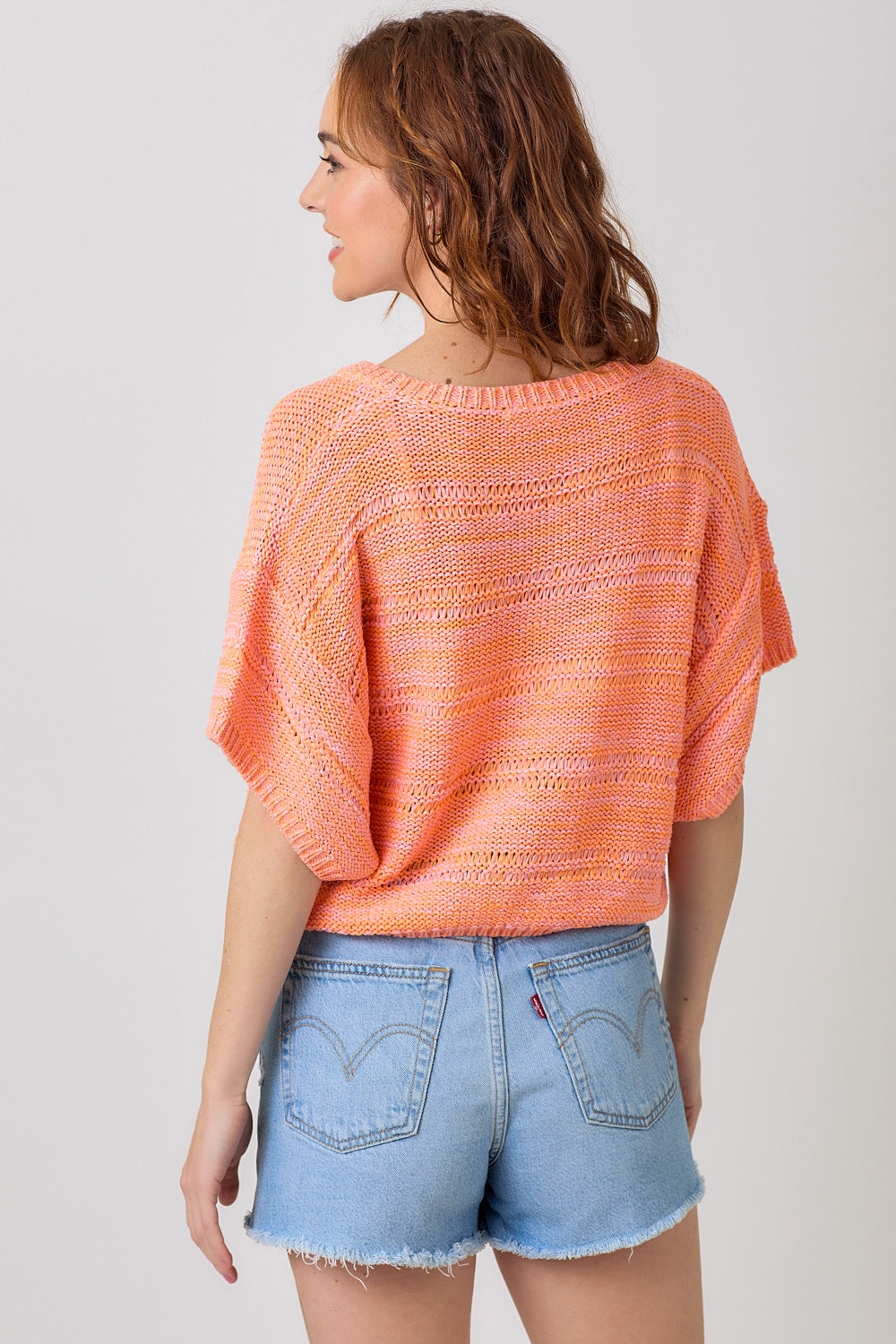 Melange Relaxed Pullover Sweater Sun Blush