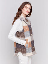 Plaid Boucle Vest Terracotta