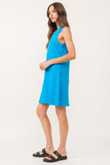Justine High Neck Sleeveless Dress Horizon Blue