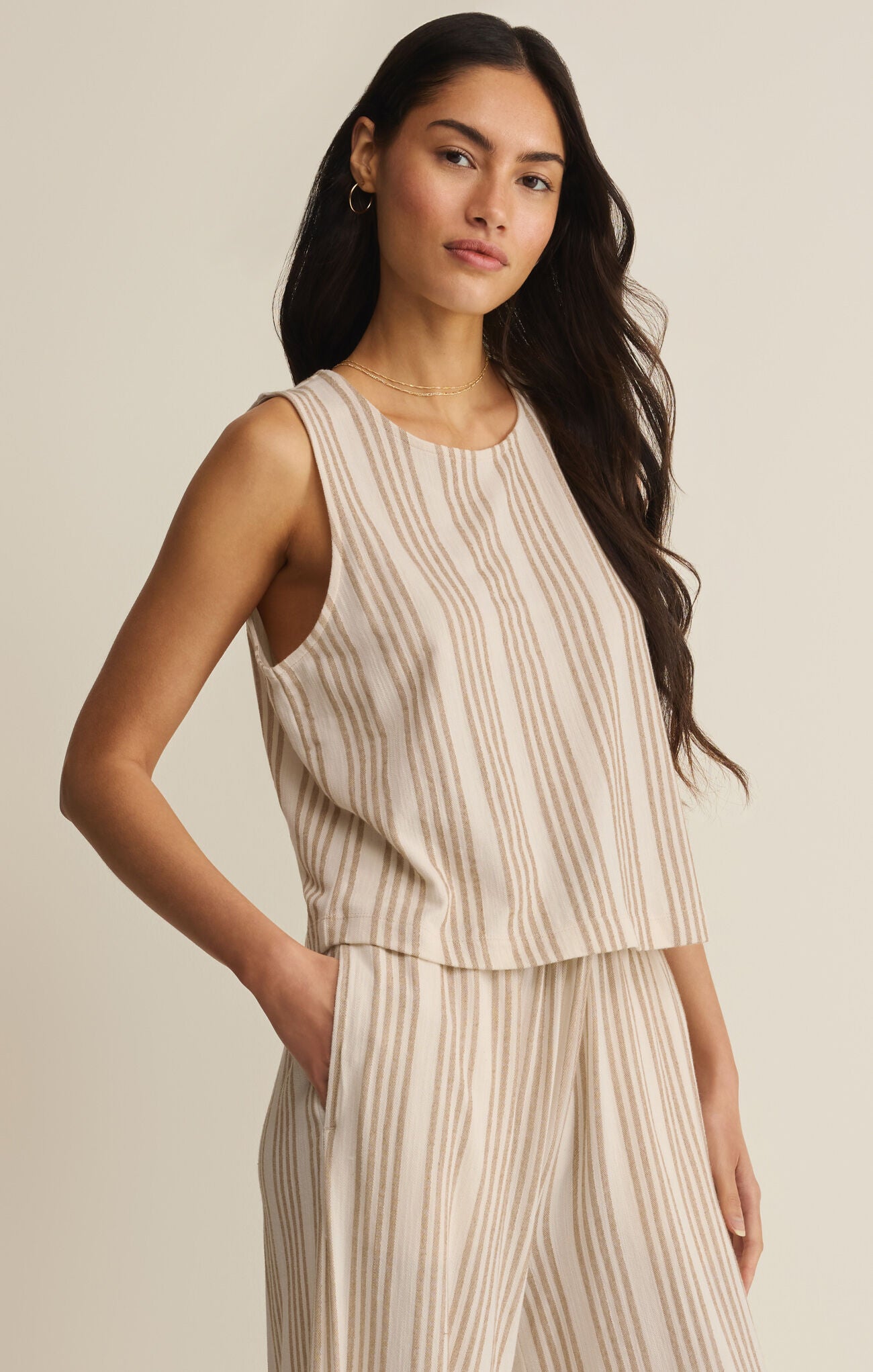 Sloane Knit Striped Tank Cloud