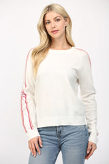 Stripe Detail Sleeve Sweater Cream