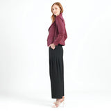 Classic Leather Knit Moto Jacket Merlot