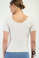 Recycled Butter Round Neck Short Sleeve Tee White Pearl
