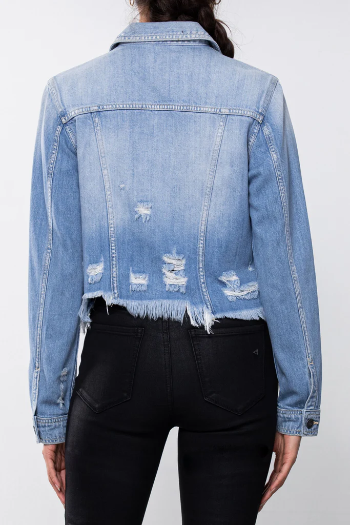 Rebel Uneven Hem Jacket Light Blue