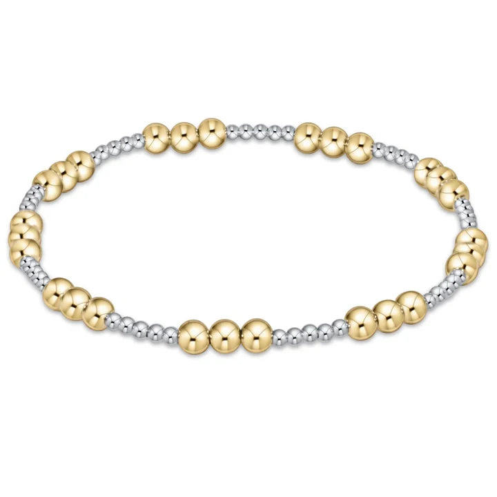 Classic Joy Pattern 4mm Bead Bracelet Mixed Metals