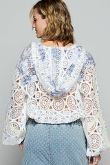 Crochet Raw Edge Mix Dyed Jacket Ivory Multi