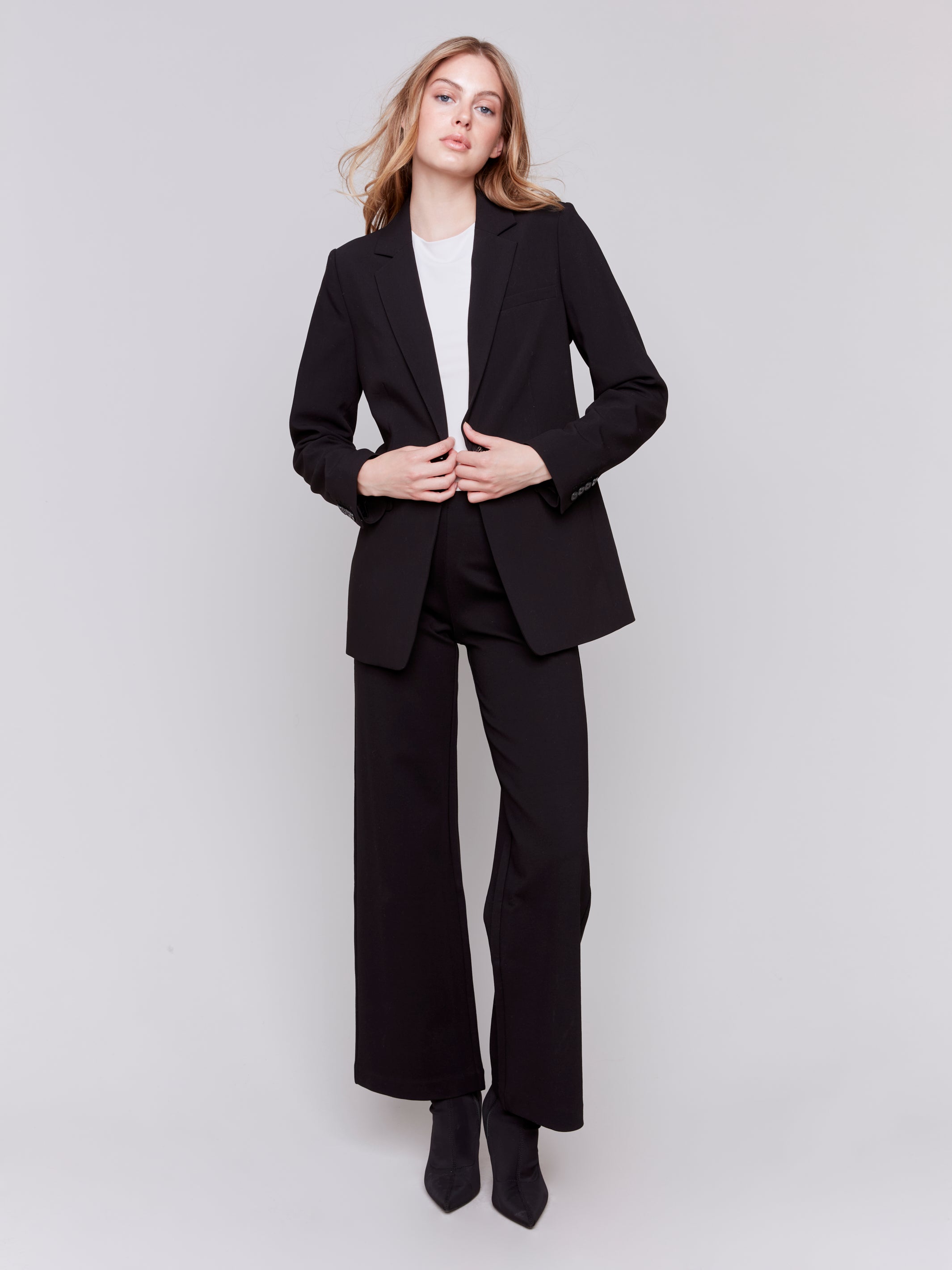 Pull On PDR Dressy Wide Leg Pants Black