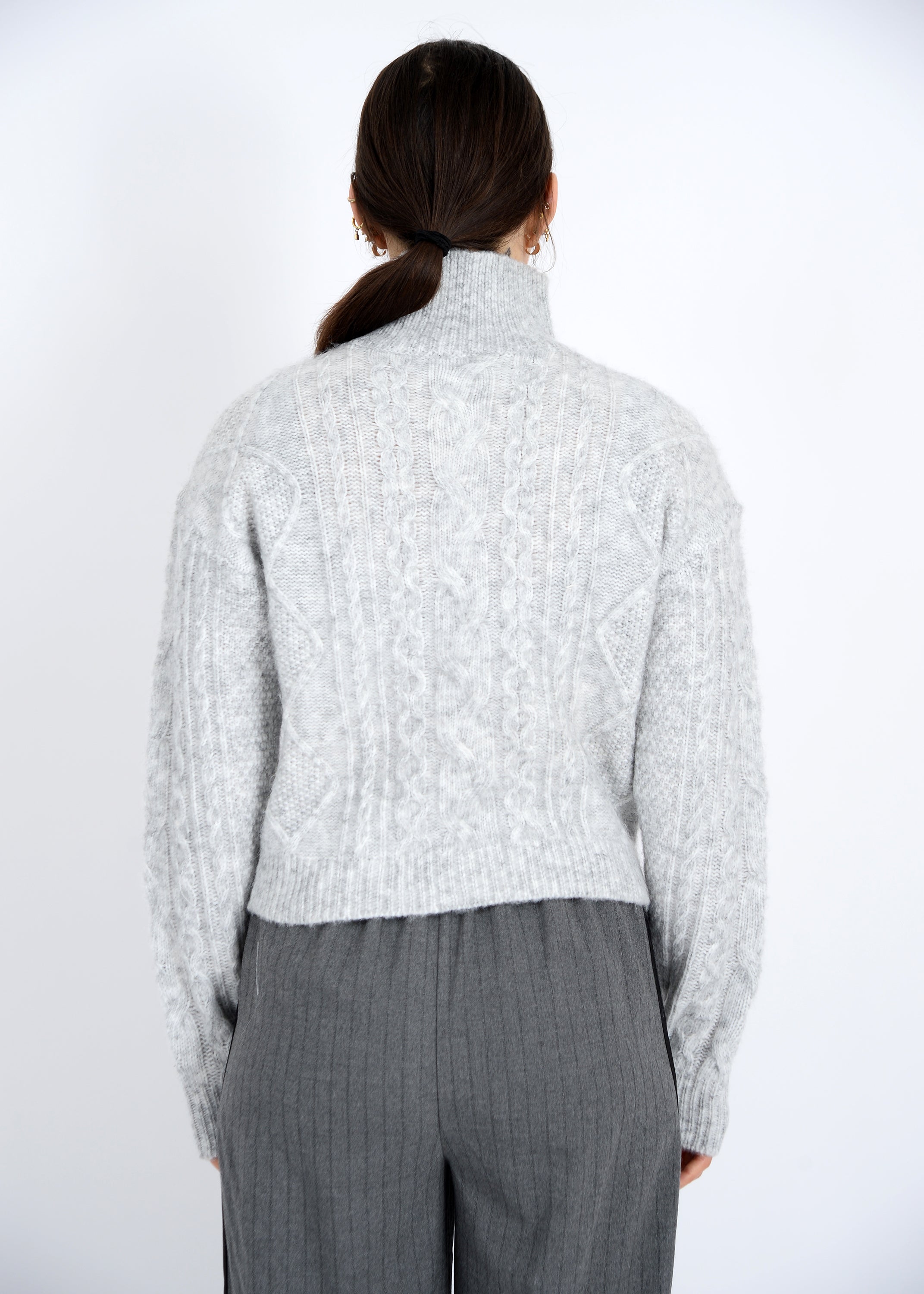 Erin Turtleneck Pullover Sweater Grey Cloud