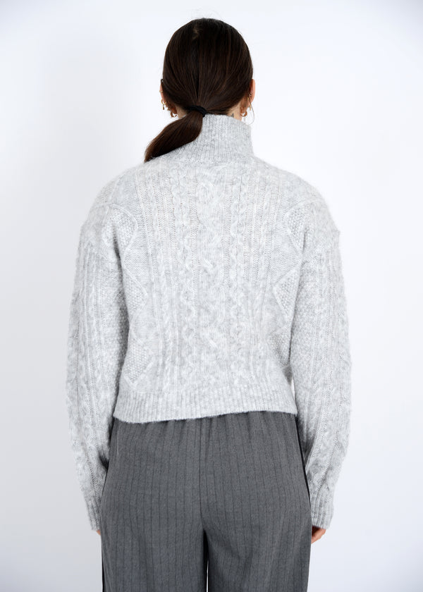 Erin Turtleneck Pullover Sweater Grey Cloud