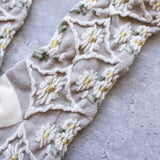 Antique Floral Casual Socks Khaki + Cream