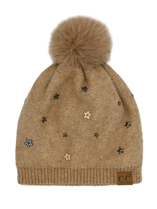 CC Star Stud Pom Beanie