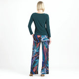 Long Sleeve Draped Side Tie Top Hunter Green