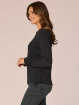 Metallic Threads Details Long Sleeve Shirt Black