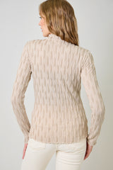 Lettuce Edge Textured Knit Top Almond