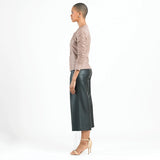 Ruched Details Liquid Leather Jacket Taupe