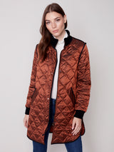 Long Quilted Puffer Jacket Cinnamon