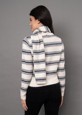 Kaya Scarf Crew Neck Pullover Oatmeal Grey