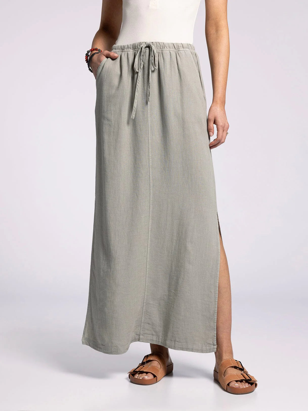 Alcove Tie Waist Skirt Dried Sage