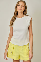 Exposed Seam Ribbed Tee Off White