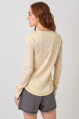 Washed Ribbed Long Sleeve Top Oatmeal