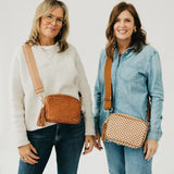 Willow Woven Camera Crossbody Bag Checkered Brown