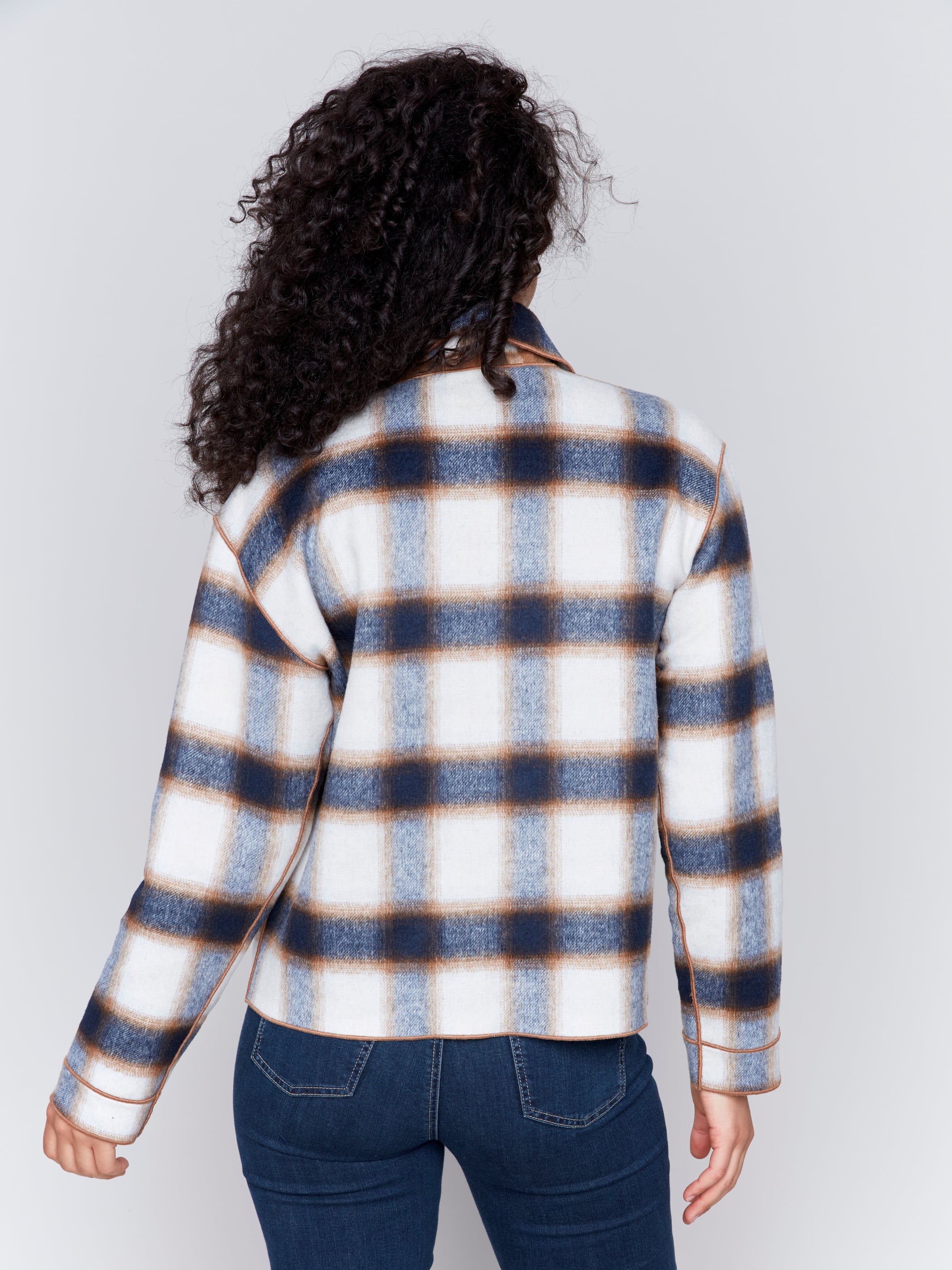Reversible Plaid Oversized Jacket Truffle