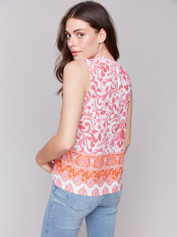 Sleeveless Ruffle Neck Top Clementine