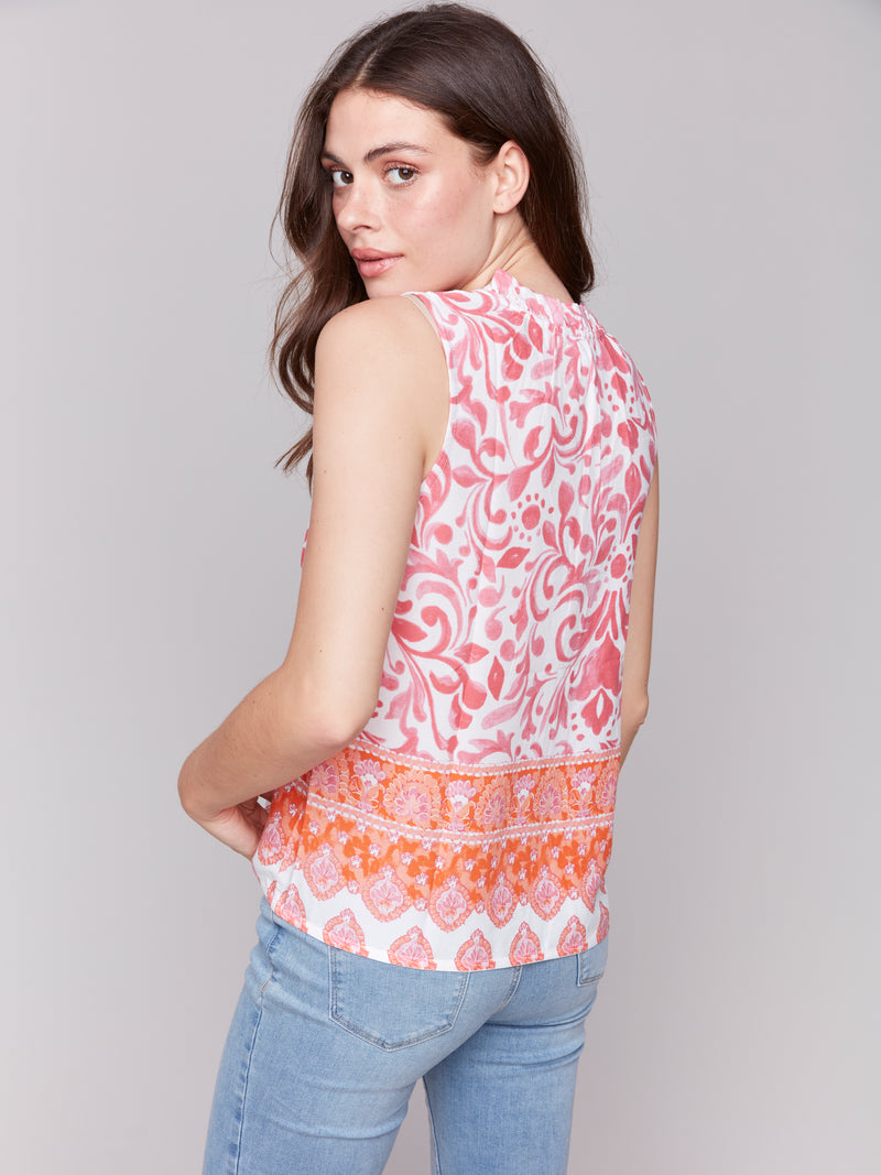 Sleeveless Ruffle Neck Top Clementine