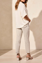 Flowy Popover Short Sleeve Shirt Coco Milk