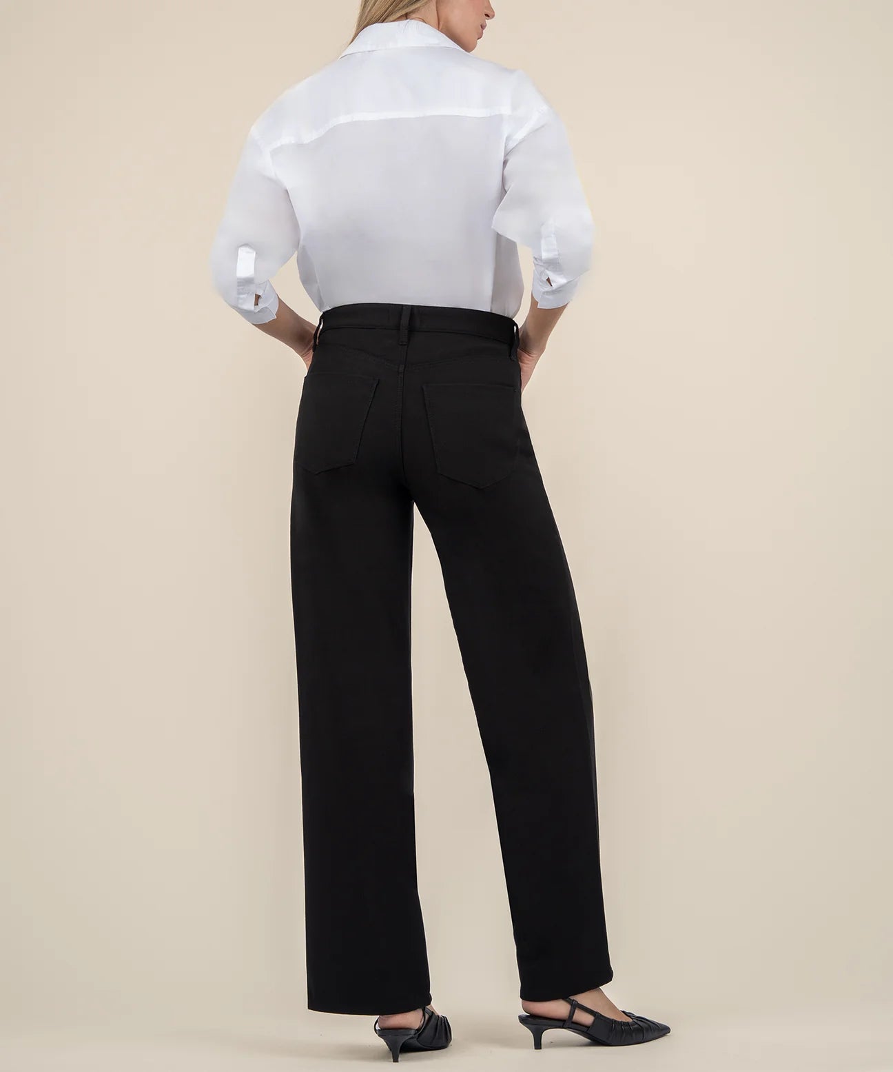 Jodi High Rise Wide Leg Ponte Pants Black