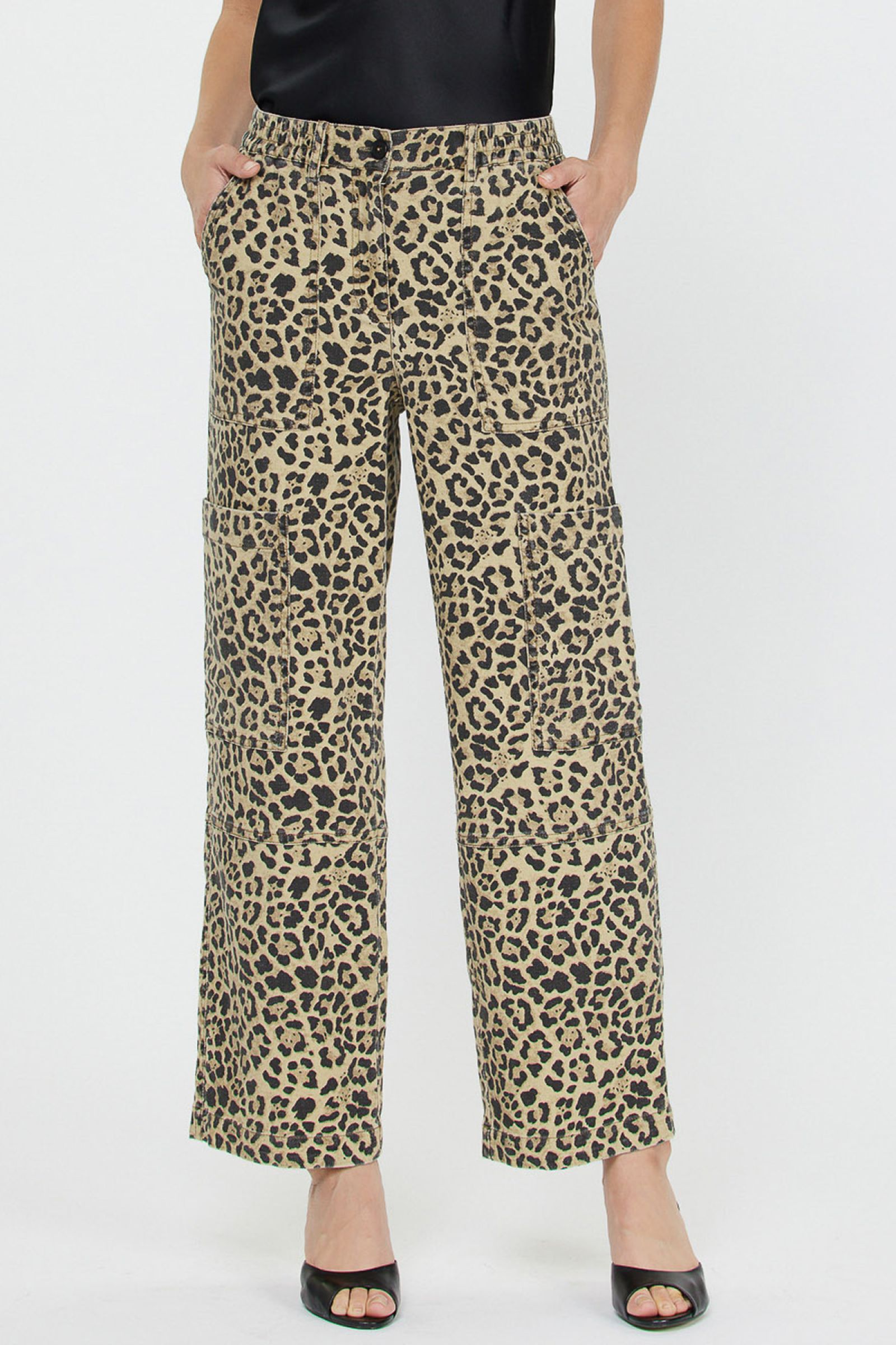 Elastic Waist Straight Pant Leopard