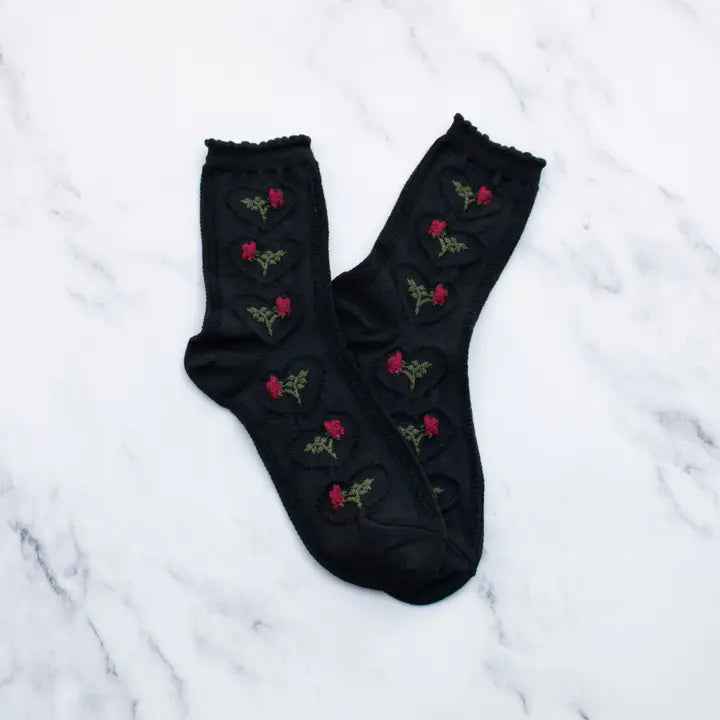 Vintage Rose & Hearts Socks