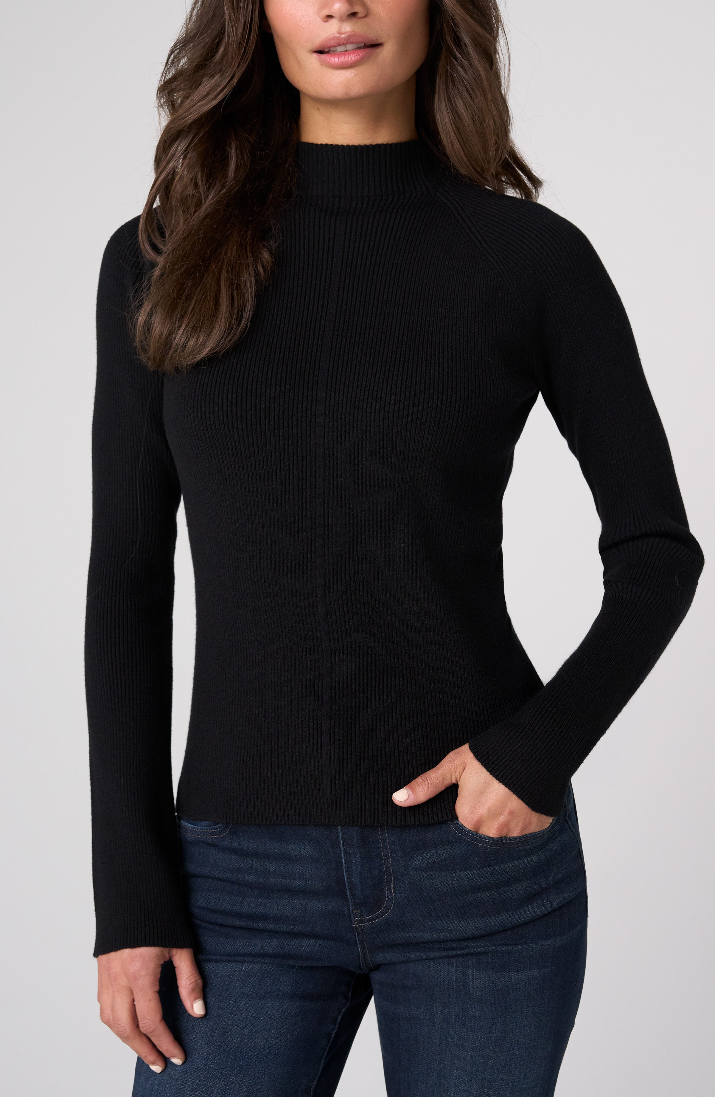 Ribbed Long Sleeve Turtleneck Sweater Black