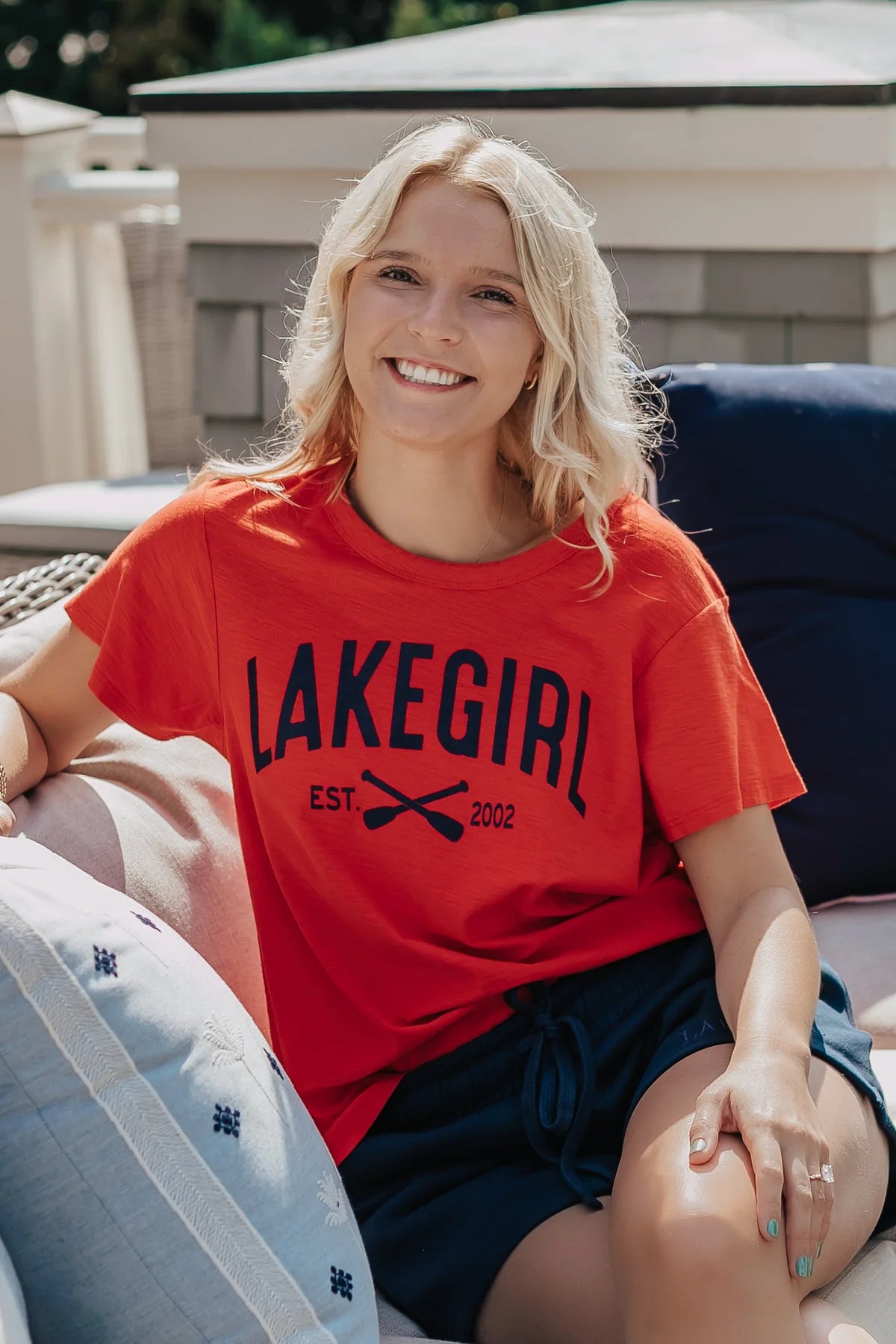 Lakegirl Slub High Scoop Tee Red