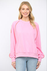 Contrast Piping Detail Raglan Sweatshirt Bubblegum Pink