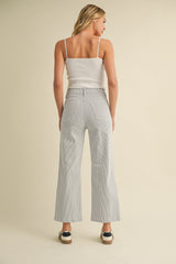 Patch Pocket Wide Leg Pants Stripe