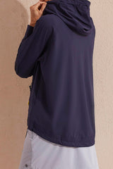 Contrast Zip Hooded Jacket Deep Blue