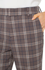 Kelsey High Rise Trouser Brown Navy Glencheck