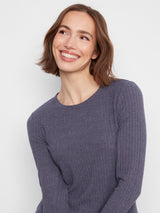 Brushed Rib Long Sleeve Top Heather Denim