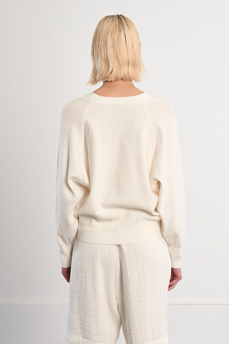 Buttoned Knit Cardi Off White