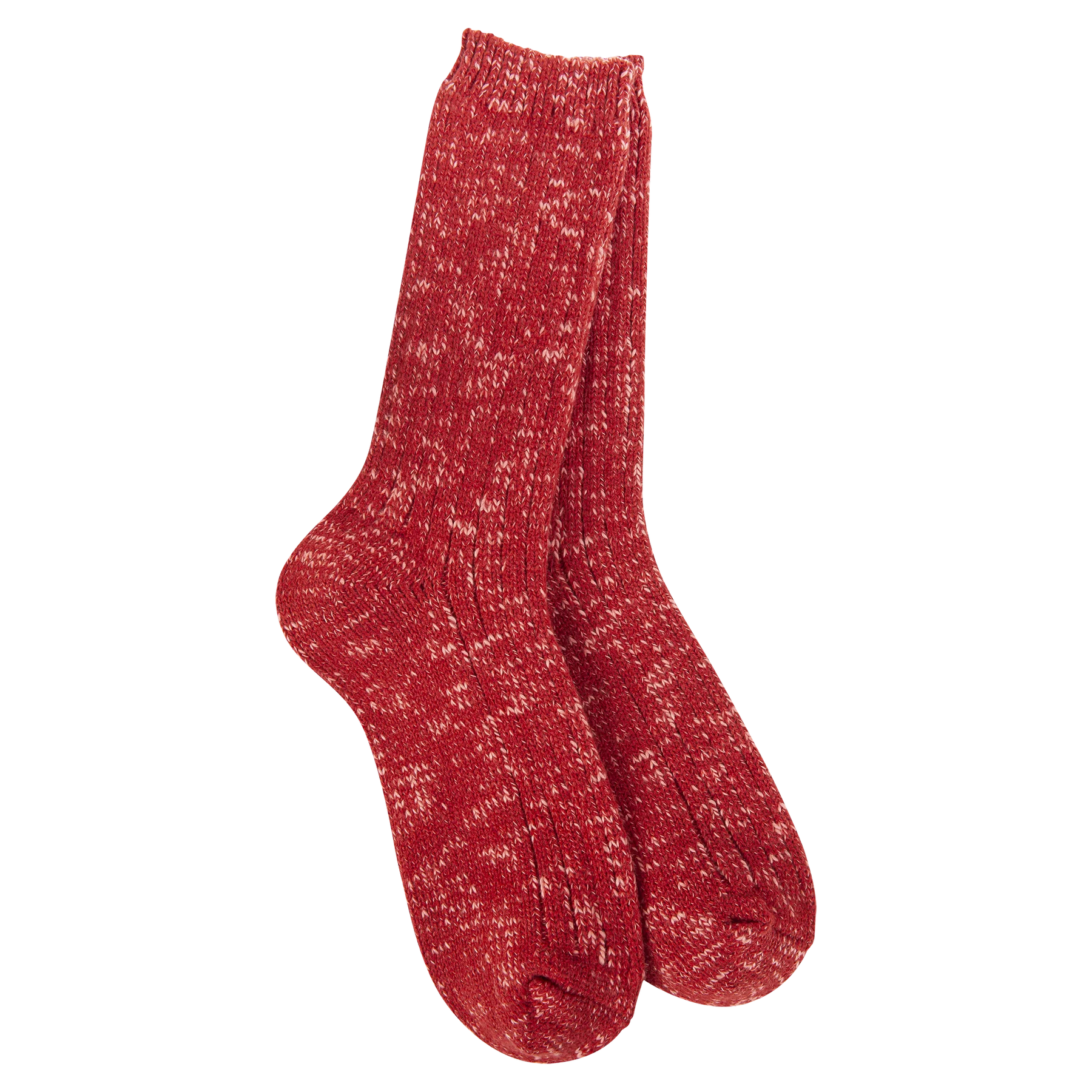 Weekend Cotton Slub Marled Crew Socks Strawberry
