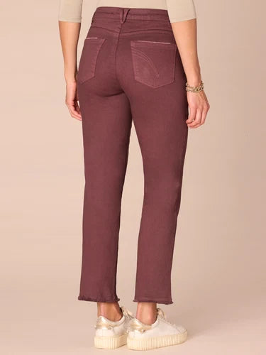 Ab Solution High Rise Slim Clean Hem Straight Pants Fig Jam