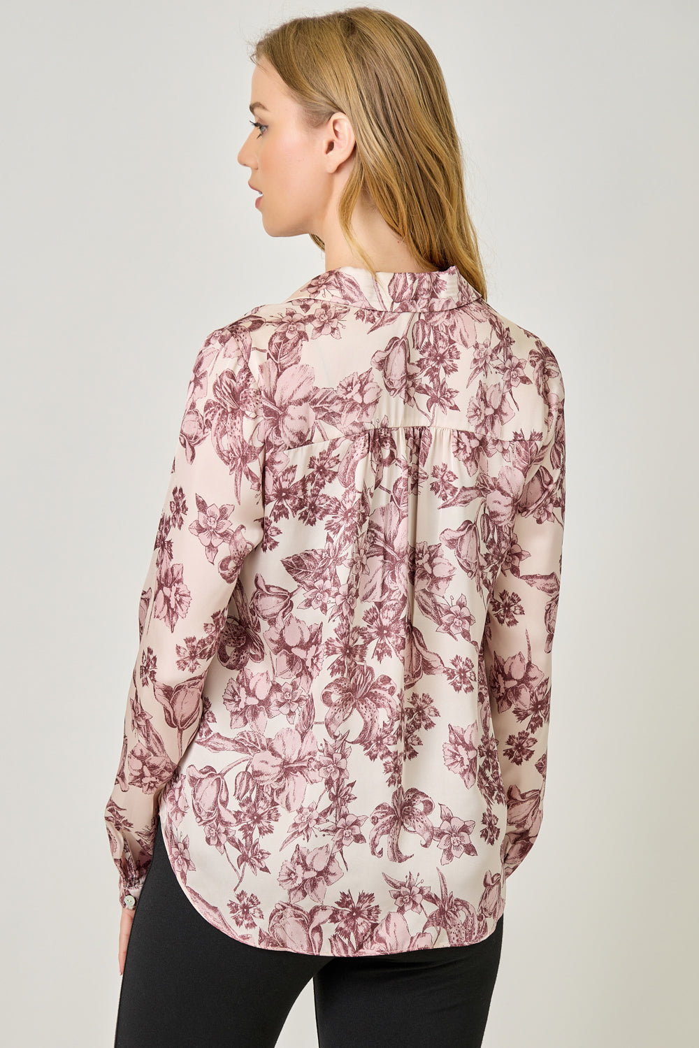 Tie Front Satin Blouse Almond Mix