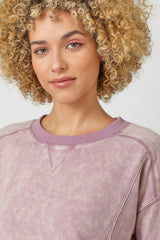 Fleece Terry Crew Neck Washed Sweatshirt Washed Lavender