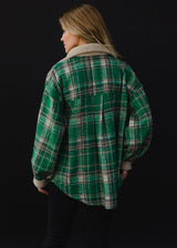 Sherpa Details Plaid Jacket Green, Tan + Gray