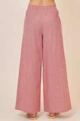 Pinstripe Wide Leg Pants Red