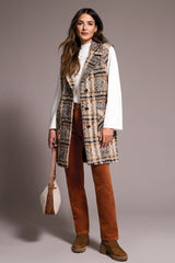 Wide Notch Collar Button Front Vest Sandstone