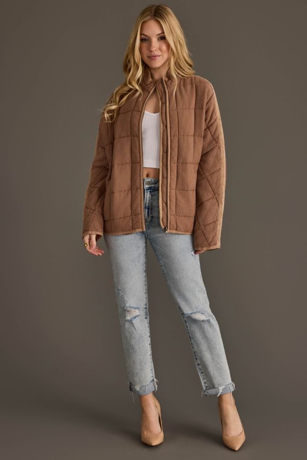 Faye Soft Quilted Jacket Tan