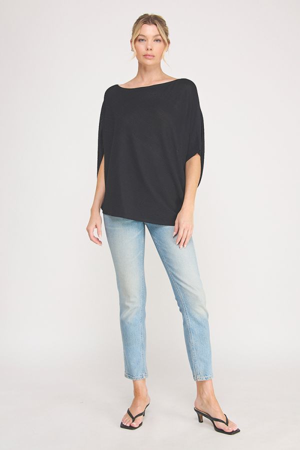 Asymmetric Knit Top Black