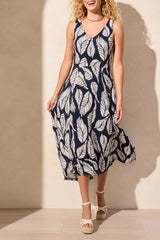 Sleeveless High Low Dress Indigo